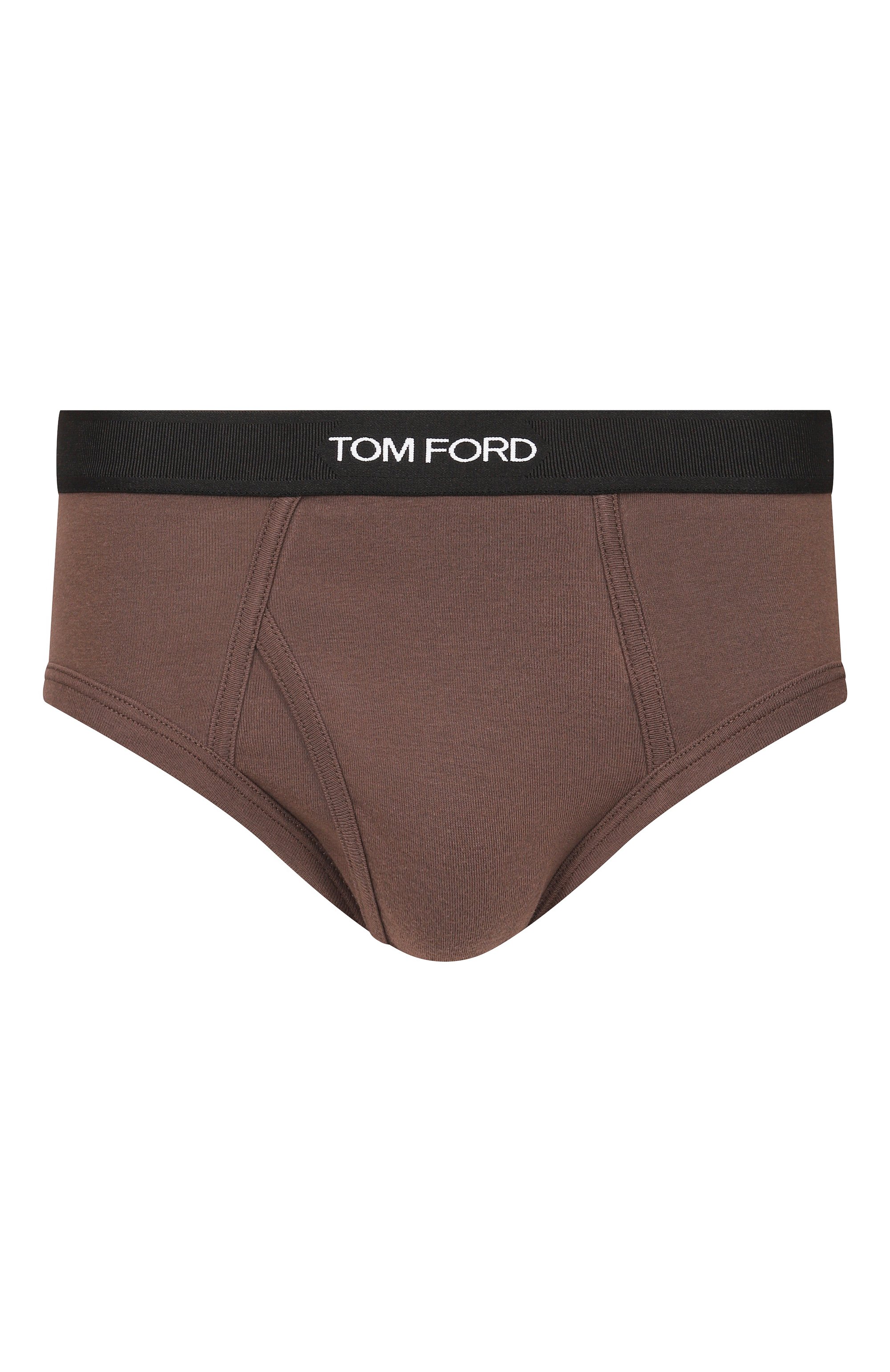 Хлопковые брифы TOM FORD темно-коричневого цвета по цене 9210 руб., арт. T4LC1104, фото 1 Хлопковые брифы TOM FORD, арт. T4LC1104, фото 1