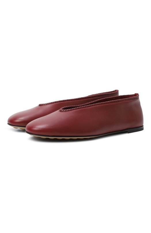 Кожаные балетки Rosa Bottega Veneta 837886/VBSD0 Бордовый 837886/VBSD0