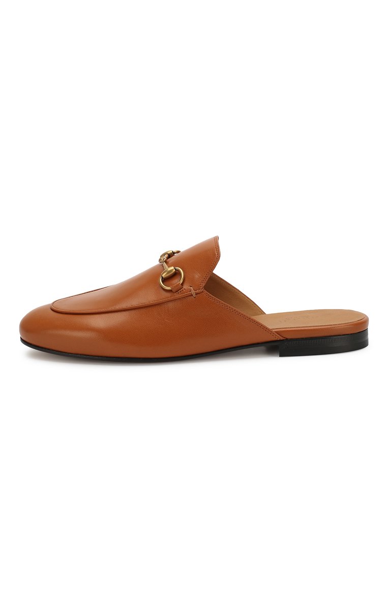 Женские кожаные сабо princetown GUCCI светло-коричневого цвета, арт. 423513/C9D00 | Фото 3 (Материал внутренний: Натуральная кожа; Подошва: Плоская; Статус проверки: Проверено, Проверена категория; Каблук высота: Без каблука, Низкий; Материал внешний: Натуральная кожа)