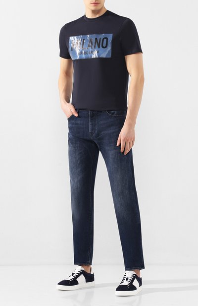 Хлопковая футболка EMPORIO ARMANI темно-синего цвета по цене 15900 руб., арт. 3H1T62/1J30Z, фото 2 Хлопковая футболка EMPORIO ARMANI, арт. 3H1T62/1J30Z, фото 2