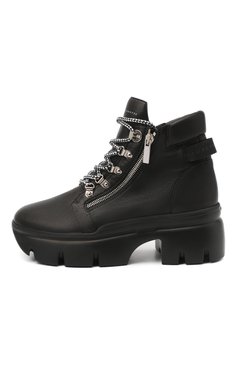 Женские кожаные ботинки apocalypse trek GIUSEPPE ZANOTTI DESIGN черного цвета, арт. I070028/001 | Фото 3 (Подошва: Платформа; Материал внутренний: Натуральная кожа; Материал сплава: Проставлено; Женское Кросс-КТ: Хайкеры-ботинки; Каблук высота: Средний; Материал утеплителя: Без утеплителя; Драгоценные камни: Проставлено)