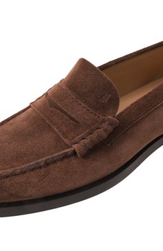Женские замшевые пенни-лоферы TOD’S темно-коричневого цвета, арт. XXW34L0I011/RE0 | Фото 7 (Материал внешний: Натуральная кожа, Замша; Драгоценные камни: Проставлено; Материал внутренний: Натуральная кожа; Подошва: Плоская; Каблук высота: Низкий; Материал сплава: Проставлено)