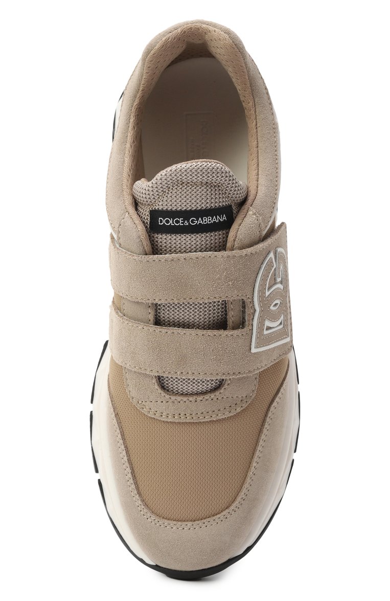 Мужского комбинированные кроссовки dg running DOLCE & GABBANA бежевого цвета, арт. DA5187/AA954/37-39 | Фото 4 (Материал внутренний: Текстиль, Натуральная кожа; Нос: Не проставлено; Материал внешний: Натуральная кожа; Региональные ограничения белый список (Axapta Mercury): Не проставлено; Стили: Классический; Кросс-КТ: велькро)