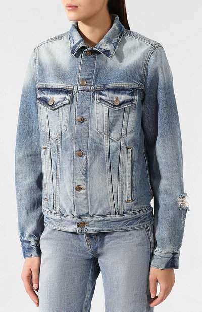 Джинсовая куртка ALANUI голубого цвета по цене 120500 руб., арт. LWYE001R19027040, фото 3 Джинсовая куртка ALANUI, арт. LWYE001R19027040, фото 3