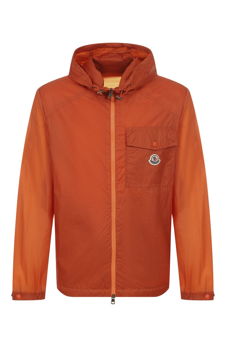 Мужская куртка MONCLER оранжевого цвета, арт. 1A00152/595F3 | Фото 1 (Материал внешний: Синтетический материал; Материал подклада: Си�нтетический материал; Длина (верхняя одежда): Короткие; Рукава: Длинные; Кросс-КТ: Легкие; Стили: Кэжуэл)