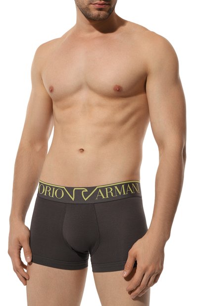 Хлопковые боксеры EMPORIO ARMANI темно-серого цвета по цене 3915 руб., арт. 111389/4F516, фото 2 Хлопковые боксеры EMPORIO ARMANI, арт. 111389/4F516, фото 2