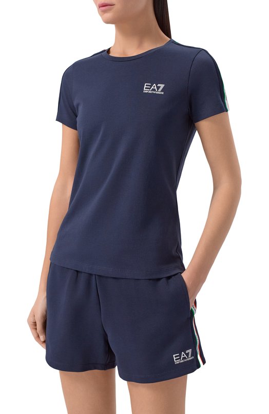 Хлопковая футболка EA7 7W001220/AF12503 Синий  7W001220/AF12503 Фото 3