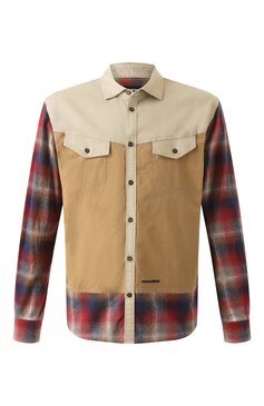 Мужская комбинированная рубашка DSQUARED2 разноцветного цвета, арт. S74DM0916/D35160 | Фото 1 (Материал сплава: Проставлено; Драгоценные камни: Проставлено; Длина (для топов): Стандартные; Рукава: Длинные; Воротник: Кент; Случай: Повседневный; Манжеты: На пуговицах; Принт: Клетка; Стили: Гранж; Мужское Кросс-КТ: Куртка-рубашка; Материал внешний: Хлопок)
