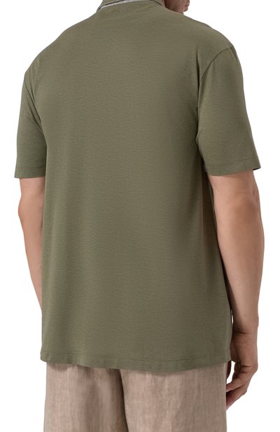 Хлопковое поло PAUL&SHARK хаки цвета по цене 36050 руб., арт. 25411225, фото 4 Хлопковое поло PAUL&SHARK, арт. 25411225, фото 4