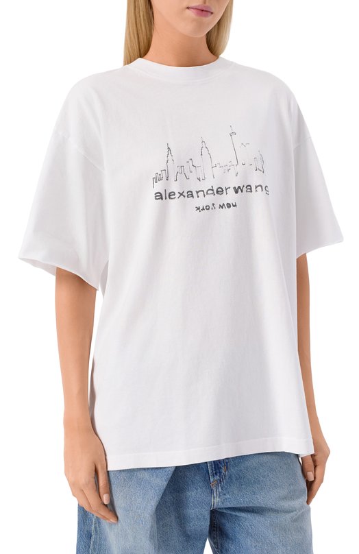 Хлопковая футболка Alexander Wang UCC3251842 Белый  UCC3251842 Фото 3