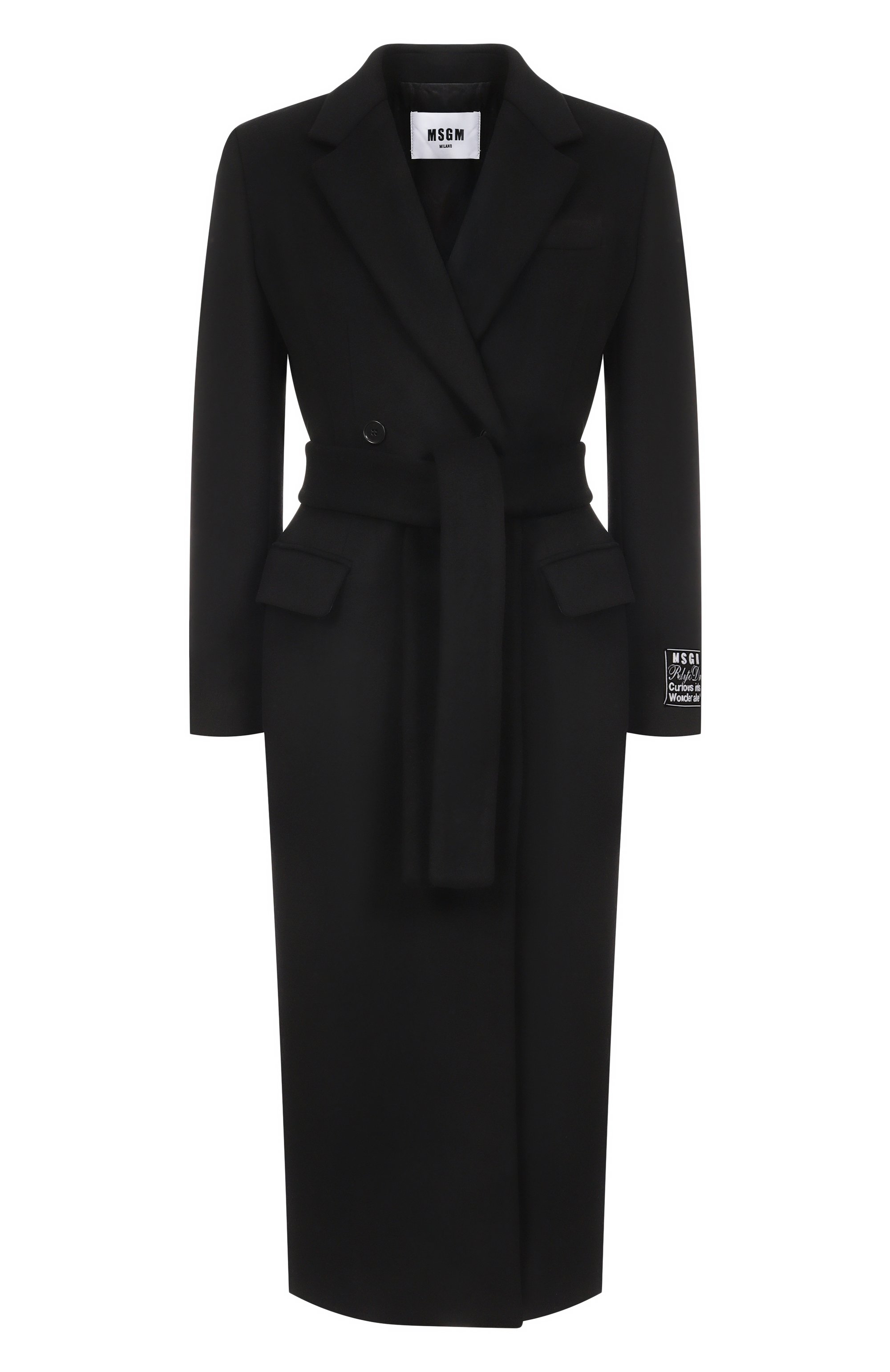 Шерстяное пальто MSGM черного цвета по цене 89950 руб., арт. 3941MDC10/257603, фото 1 Шерстяное пальто MSGM, арт. 3941MDC10/257603, фото 1