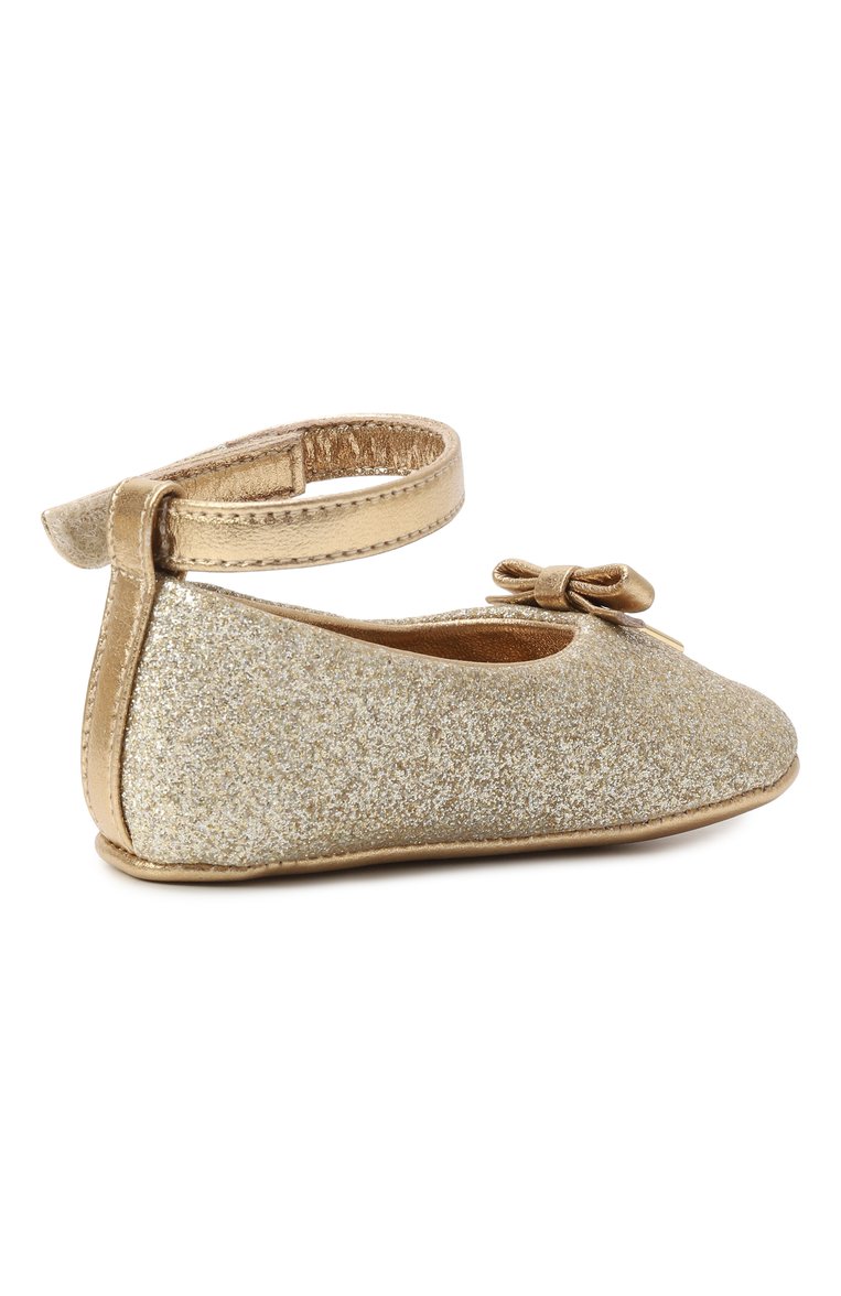 Детского пинетки DOLCE & GABBANA золотого цвета, арт. DK0065/AA745 | Фото 3 (Нос: Не проставлено; Материал внешний: Натуральная кожа; Материал внутренний: Натуральная кожа; Автоматизация состава: Проставлено)