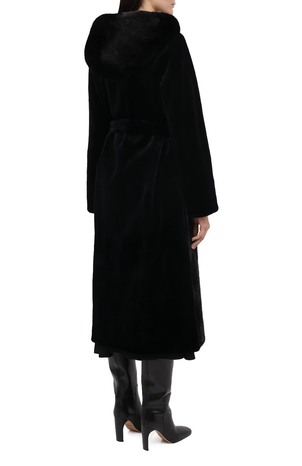 Шуба из меха норки с капюшоном YVES SALOMON, арт. 9WYM44719VLVR, фото 4