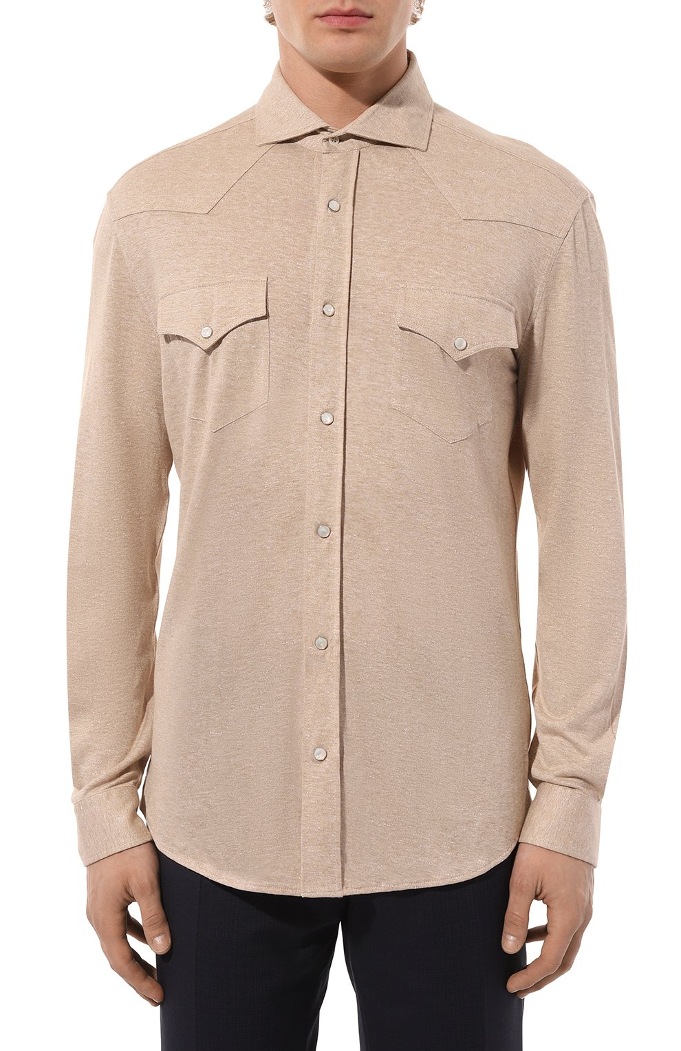 Рубашка изо льна и хлопка BRUNELLO CUCINELLI, арт. MW835B2289, фото 3