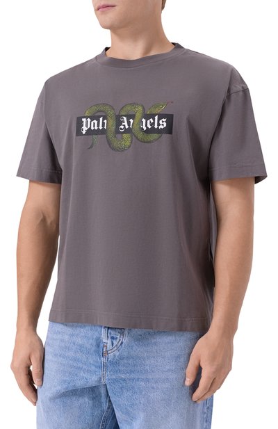 Хлопковая футболка PALM ANGELS, арт. PMAA109F25JER008, фото 3