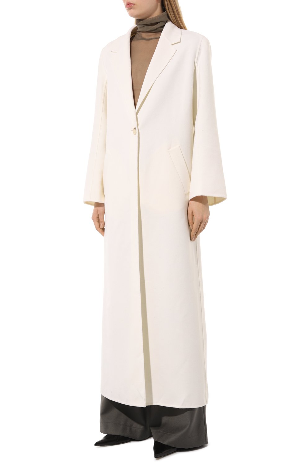 Пальто из шерсти и кашемира MANZONI24 белого цвета по цене 230500 руб., арт. 23M1227-DB5, фото 3 Пальто из шерсти и кашемира MANZONI24, арт. 23M1227-DB5, фото 3