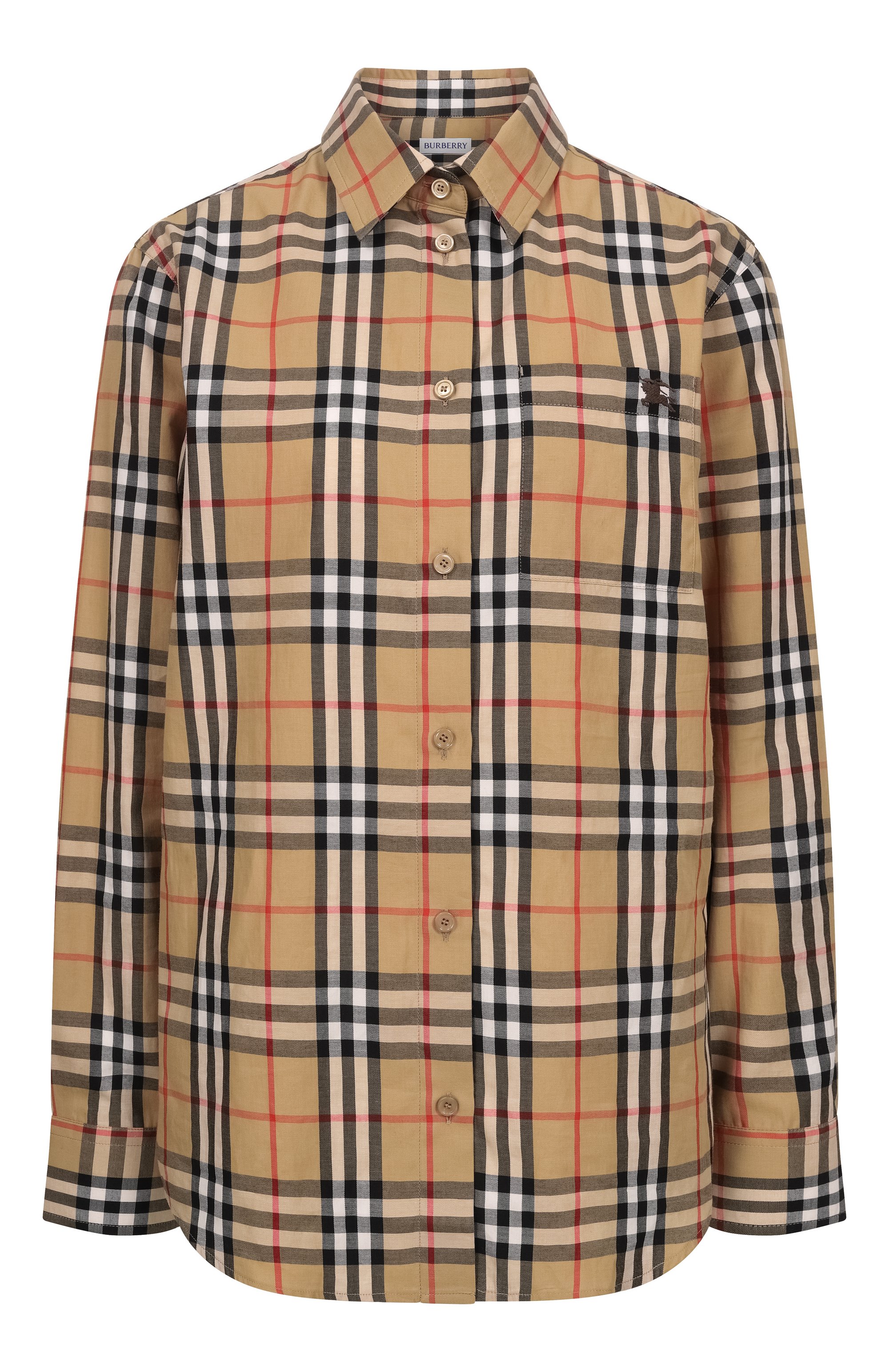 Хлопковая рубашка BURBERRY бежевого цвета по цене 84700 руб., арт. 8119172, фото 1 Хлопковая рубашка BURBERRY, арт. 8119172, фото 1