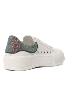 Женские кожаные кеды deck plimsoll ALEXANDER MCQUEEN белого цвета, арт. 702047/WICE7 | Фото 5 (Подошва: Платформа; Региональные ограничения белый список (Axapta Mercury): Не проставлено; Материал внутренний: Натуральная кожа, Текстиль; Материал сплава: Проставлено; Нос: Не проставлено; Материал утеплителя: Без утеплителя; Драгоценные камни: Проставлено; Стили: Кэжуэл)