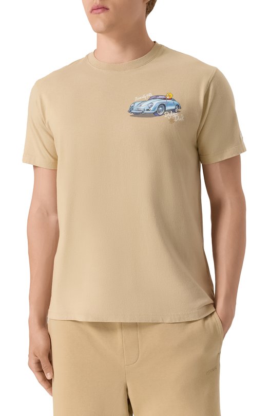 Хлопковая футболка MC2 Saint Barth STBM TSHIRT MAN/05355H Бежевый  STBM TSHIRT MAN/05355H Фото 3