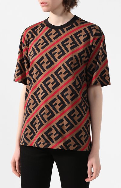 Хлопковая футболка FENDI разноцветного цвета по цене 45500 руб., арт. FS7011 A7A8, фото 3 Хлопковая футболка FENDI, арт. FS7011 A7A8, фото 3