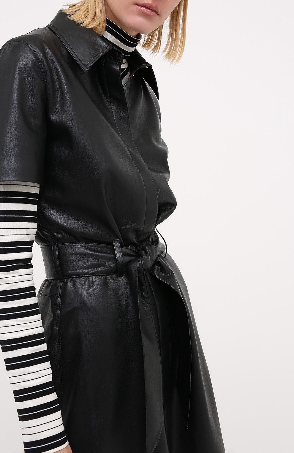 Платье с поясом NANUSHKA, арт. HALLI_BLACK_VEGAN LEATHER, фото 3