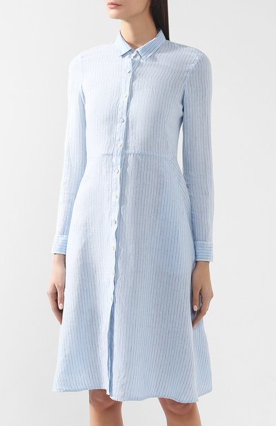 Льняное платье 120% LINO голубого цвета по цене 24900 руб., арт. P3W40D4/F595/000, фото 3 Льняное платье 120% LINO, арт. P3W40D4/F595/000, фото 3