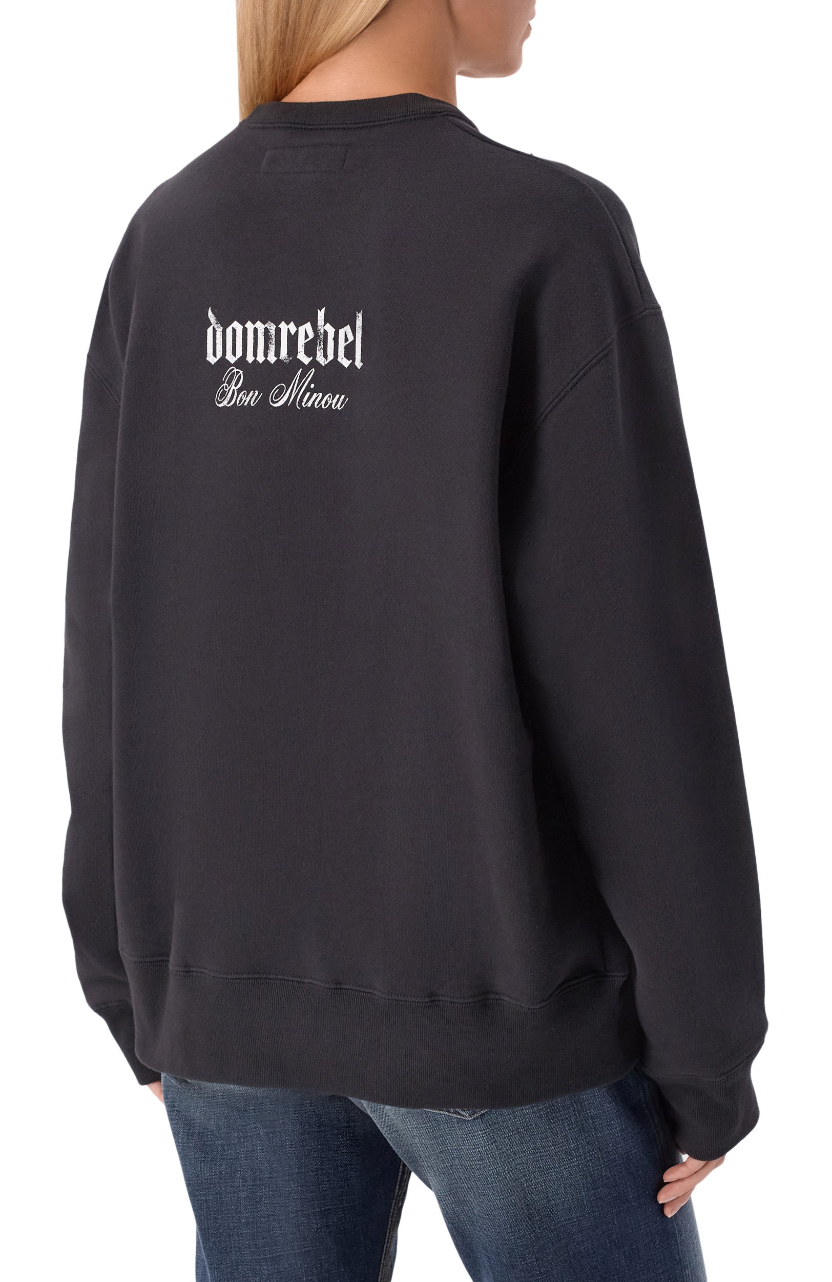 Хлопковый свитшот DOMREBEL черного цвета по цене 37400 руб., арт. B0N MIN0U/SWEATSHIRT, фото 4 Хлопковый свитшот DOMREBEL, арт. B0N MIN0U/SWEATSHIRT, фото 4