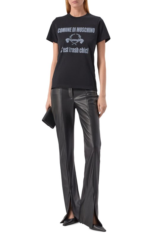 Хлопковая футболка Moschino A0706/5441 Чёрный  A0706/5441 Фото 2