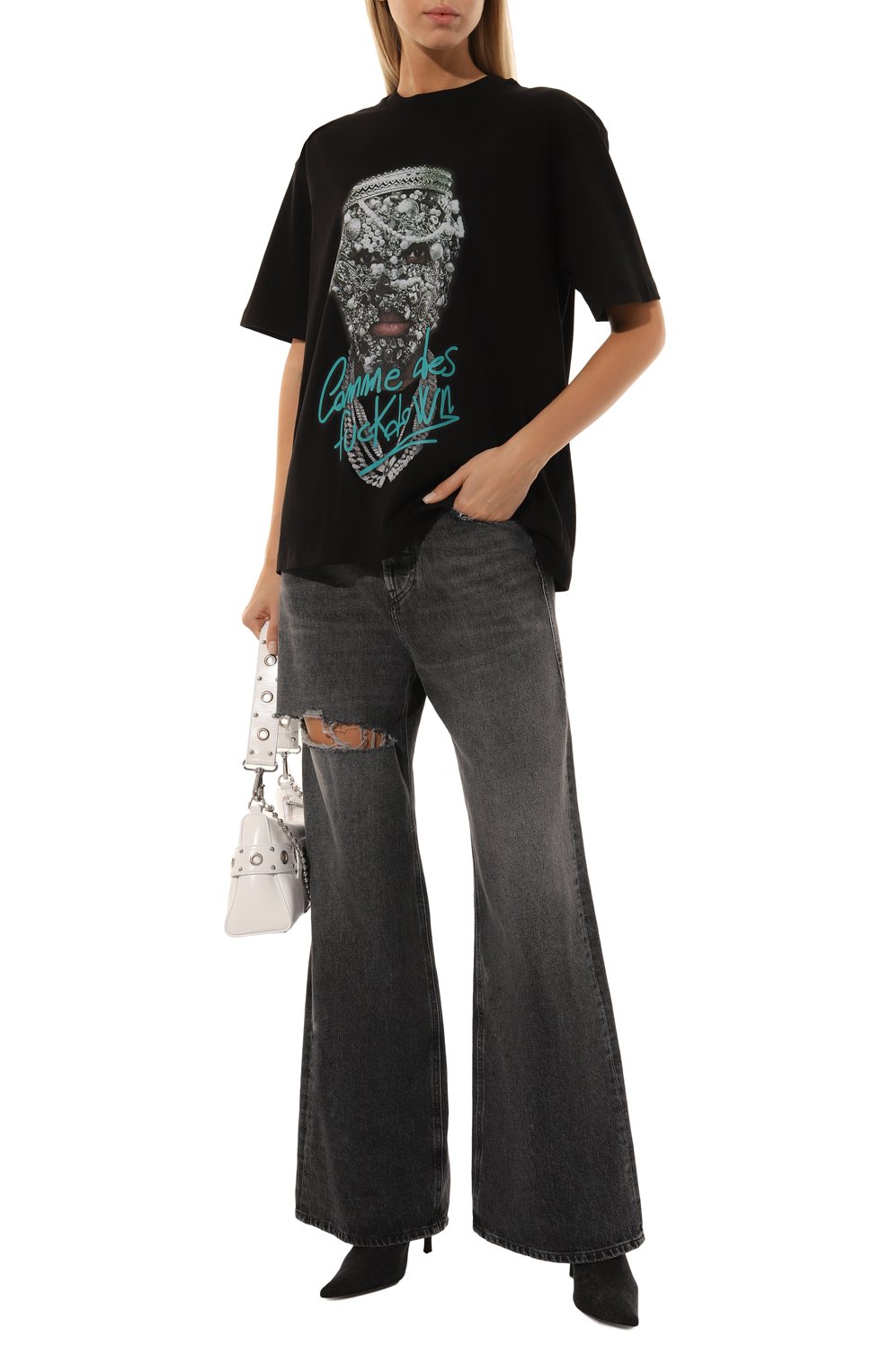 Хлопковая футболка COMME DES FUCKDOWN черного цвета по цене 6150 руб., арт. CFABW01182, фото 2 Хлопковая футболка COMME DES FUCKDOWN, арт. CFABW01182, фото 2