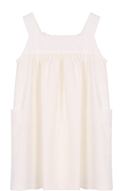 Хлопковый мини-сарафан свободного кроя с цветочной аппликацией CHLOÉ, арт. C12666/6A-12A, фото 2