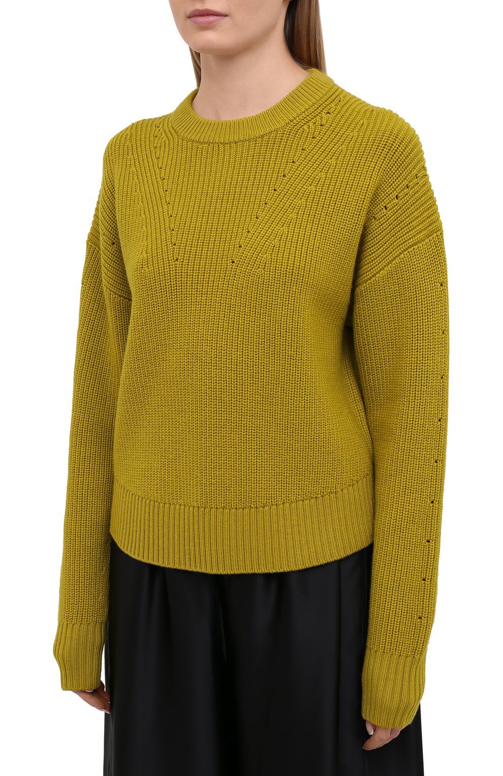 Шерстяной свитер PROENZA SCHOULER WHITE LABEL зеленого цвета по цене 38300 руб., арт. WL2117570-KW120, фото 3 Шерстяной свитер PROENZA SCHOULER WHITE LABEL, арт. WL2117570-KW120, фото 3