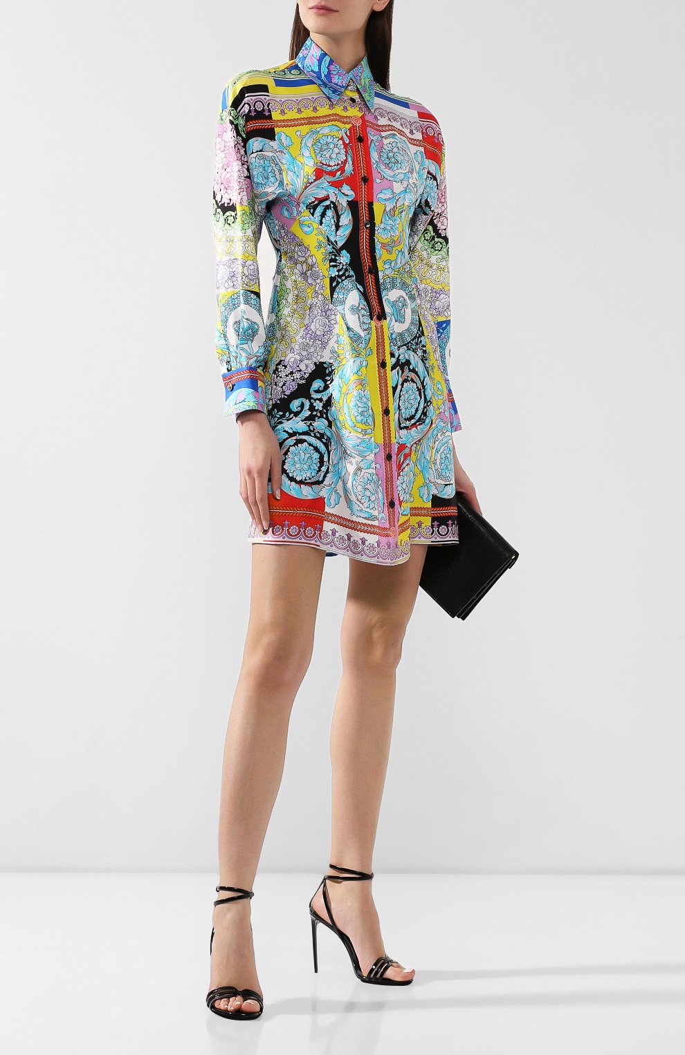 Шелковое платье VERSACE разноцветного цвета по цене 230500 руб., арт. A82669/A229975, фото 2 Шелковое платье VERSACE, арт. A82669/A229975, фото 2