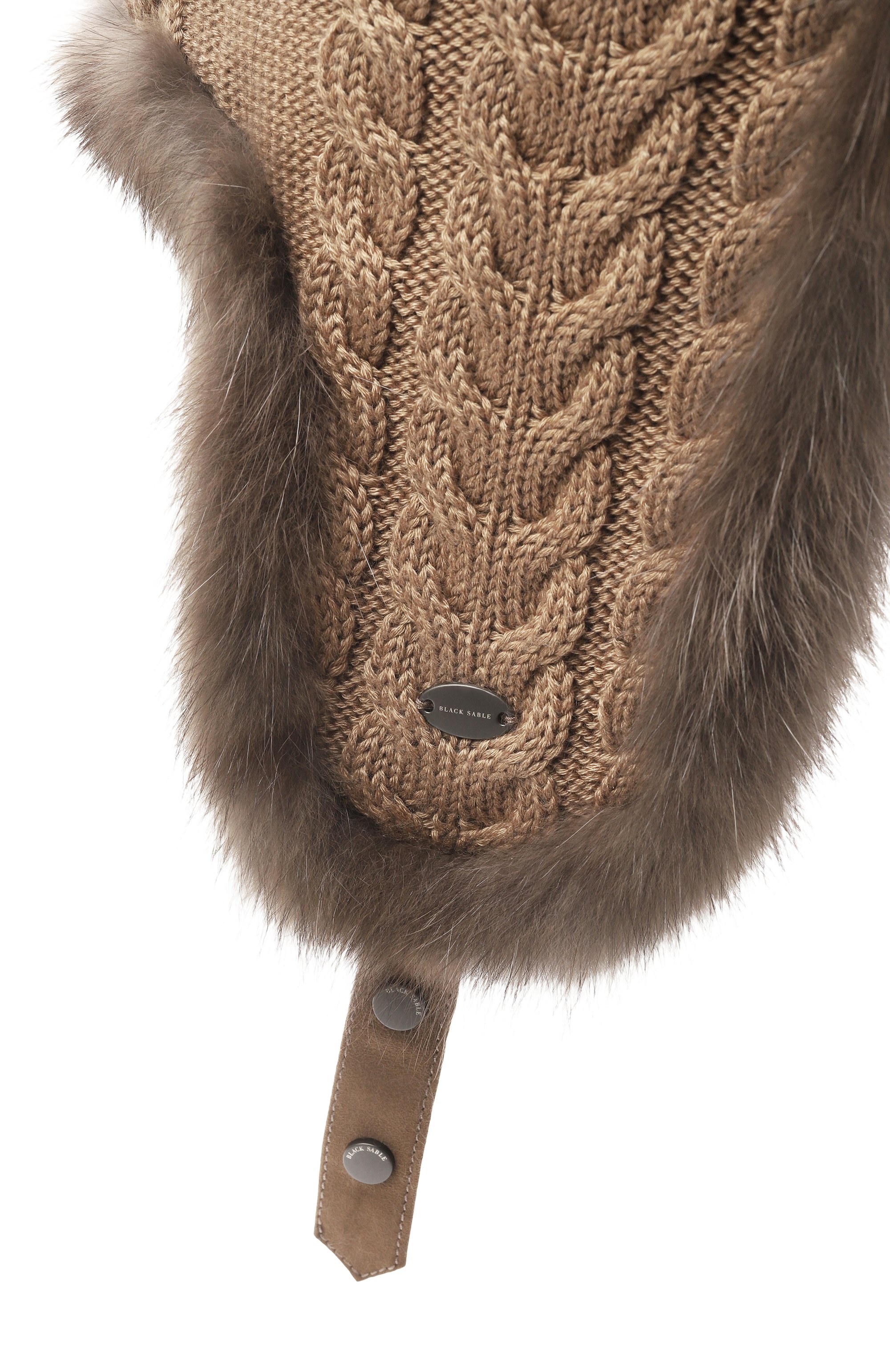 Кашемировая шапка-ушанка с мехом соболя BLACK SABLE, арт. BS-FHK-G, фото 3