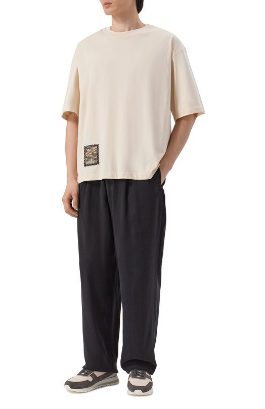 Хлопковая футболка Laneus S6LAMATH205 Кремовый  S6LAMATH205 Фото 2