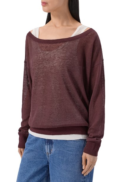 Пуловер изо льна и хлопка BOSS коричневого цвета по цене 31900 руб., арт. 50562972, фото 3 Пуловер изо льна и хлопка BOSS, арт. 50562972, фото 3