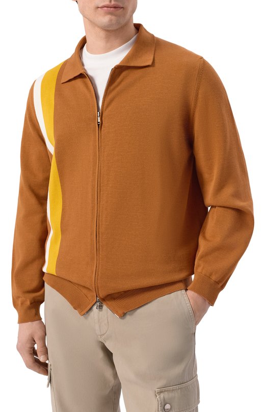 Хлопковый кардиган Kiton UMM0767 Коричневый  UMM0767 Фото 3