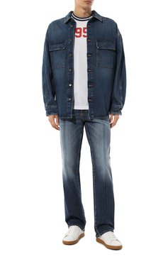 Мужские джинсы DSQUARED2 синего цвета, арт. S71LB1421 | Ф�ото 2 (Силуэт М (брюки): Прямые; Кросс-КТ: Деним; Длина (брюки, джинсы): Стандартные; Стили: Гранж; Материал сплава: Проставлено; Материал внешний: Хлопок, Деним; Детали: Потертости; Драгоценные камни: Проставлено)