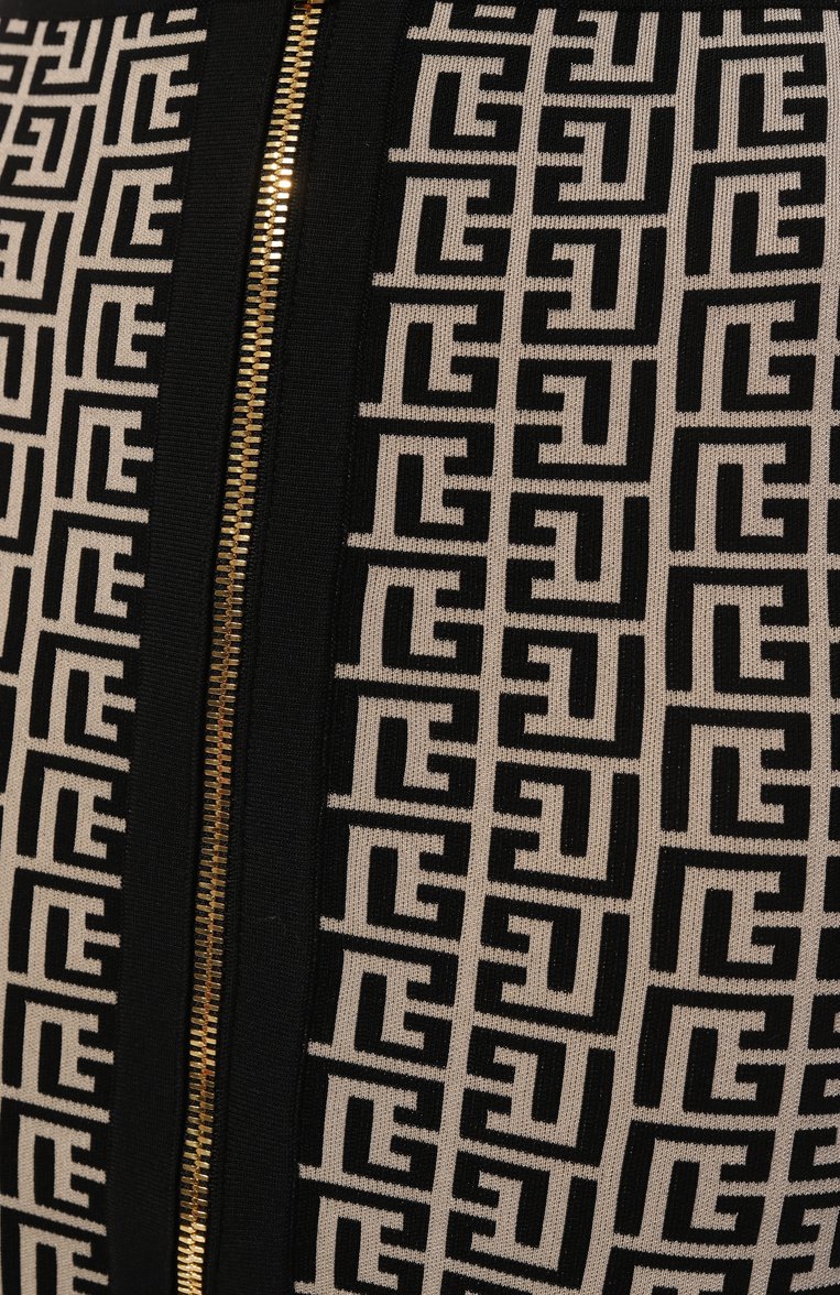 Женская юбка из шерсти и вискозы BALMAIN черного цвета, арт. YF1LC006KB02 | Фото 5 (Материал внешний: Шерсть; Кросс-КТ: Трикотаж; Стили: Кэжуэл; Длина Ж (юбки, платья, шорты): До колена; Автоматизация ТО: Проставлено; Автоматизация состава: Проставлено)