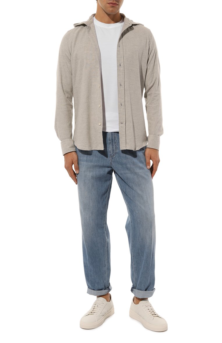 Мужские джинсы leisure fit BRUNELLO CUCINELLI голубого цвета, арт. M0Z37B2254 | Фото 2 (Длина (брюки, джинсы): Стандартные; Материал внешний: Хлопок, Деним; Кросс-КТ: Деним; Силуэт М (брюки): Прямые; Детали: Делаве; Стили: Повседневный; Автоматизация ТО: Проставлено; Автоматизация состава: Проставлено)