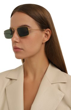 Женские солнцезащитные очки RAY-BAN золотого цвета, арт. 3957-919631 | Фото 2 (Кросс-КТ: С/з-унисекс; Региональные ограничения белый список (Axapta Mercury): Не проставлено; Нос: Не проставлено; Тип очков: С/з; Материал: Металл; Оптика Гендер: оптика-унисекс; Очки форма: Узкие)