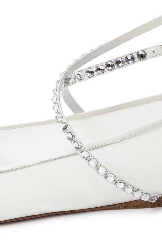Текстильные балетки Ane Amina Muaddi ANE MESH FLAT/MESH Белый  ANE MESH FLAT/MESH Фото 7