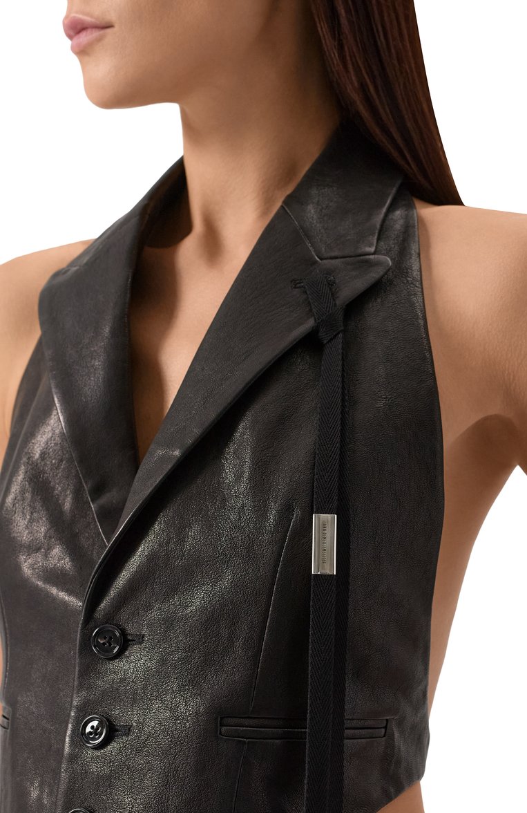 Женский кожаный жилет ANN DEMEULEMEESTER черного цвета, арт. B0012418/LT151 | Фото 5 (Материал внешний: Натуральная кожа; Нос: Не проставлено; Женское Кросс-КТ: Жилет-одежда; Стили: Гранж)