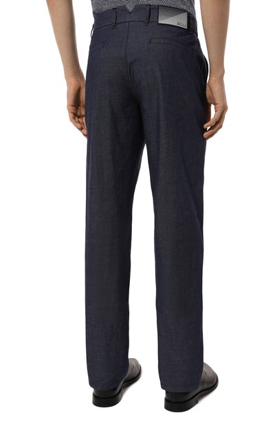 Брюки из хлопка и льна ZILLI темно-синего цвета по цене 126500 руб., арт. CP801BM0109VHST00, фото 4 Брюки из хлопка и льна ZILLI, арт. CP801BM0109VHST00, фото 4