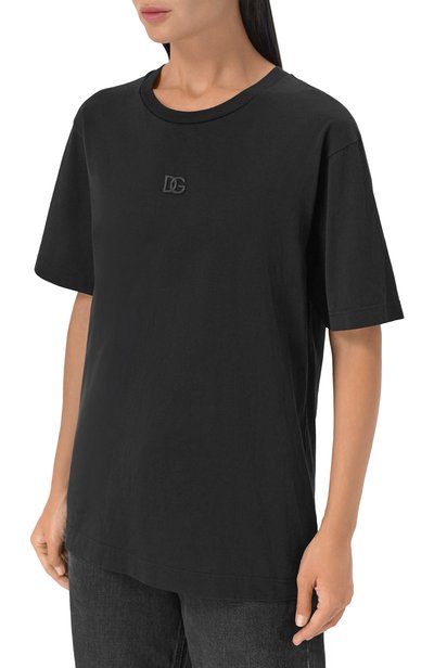 Хлопковая футболка DOLCE & GABBANA черного цвета по цене 52150 руб., арт. F8W64Z/GDDYD, фото 3 Хлопковая футболка DOLCE & GABBANA, арт. F8W64Z/GDDYD, фото 3