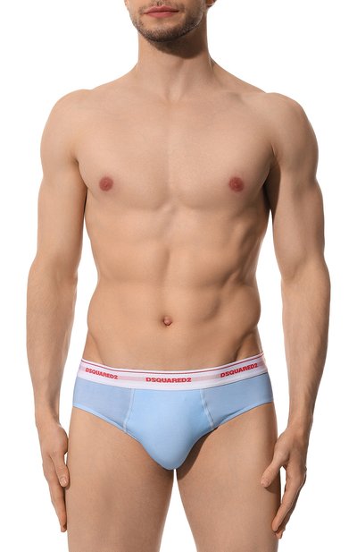 Хлопковые брифы DSQUARED2 голубого цвета по цене 13550 руб., арт. D9L6F5340, фото 2 Хлопковые брифы DSQUARED2, арт. D9L6F5340, фото 2