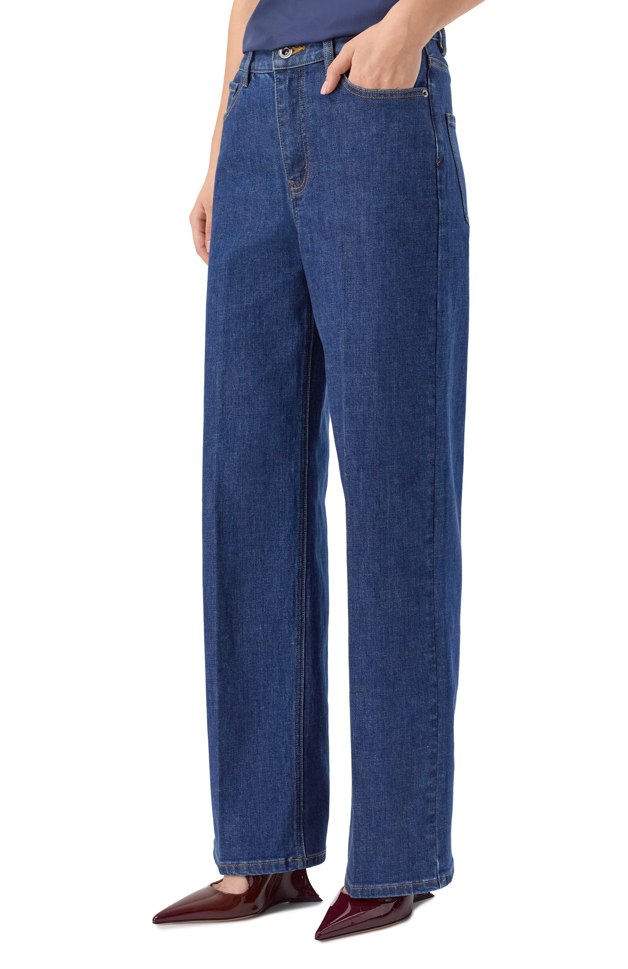 Джинсы SELF-PORTRAIT синего цвета по цене 42450 руб., арт. AW25-822P-BL, фото 3 Джинсы SELF-PORTRAIT, арт. AW25-822P-BL, фото 3