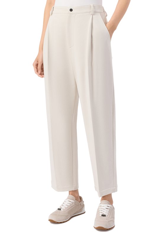 Хлопковые брюки Brunello Cucinelli MN05NSP799 Кремовый  MN05NSP799 Фото 3