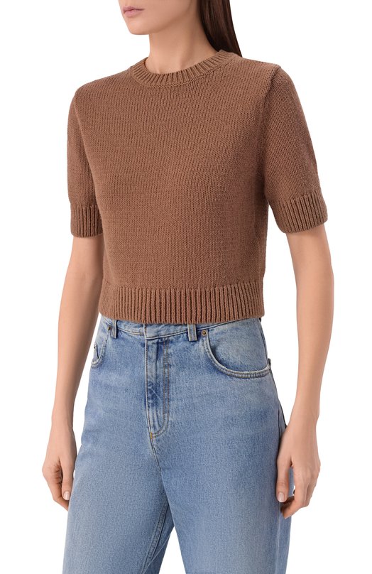 Хлопковый пуловер 12 STOREEZ 135832 Коричневый  135832 Фото 3