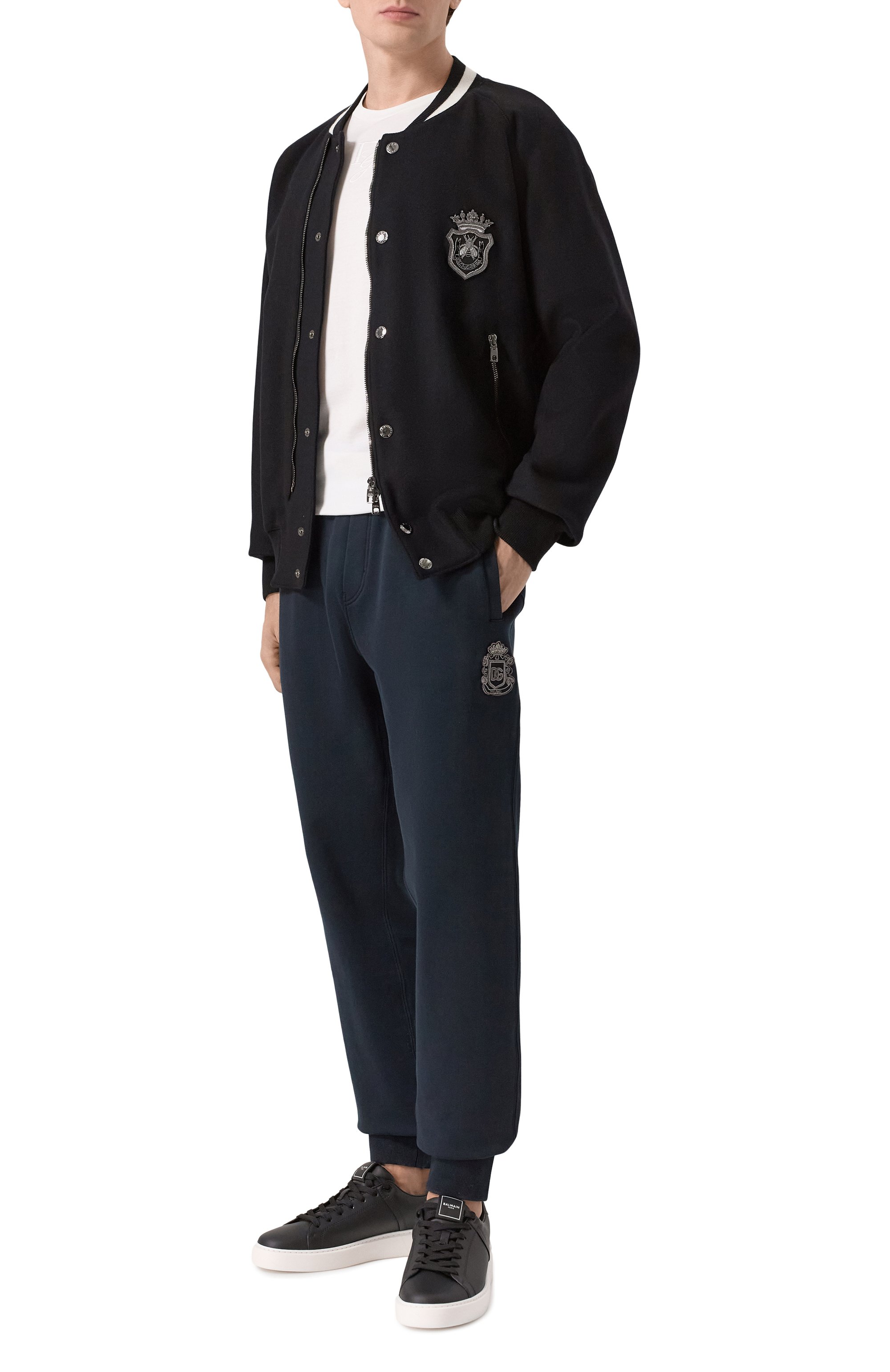 Хлопковые джоггеры DOLCE & GABBANA темно-синего цвета по цене 105500 руб., арт. GP07TZ/G7PZT, фото 2 Хлопковые джоггеры DOLCE & GABBANA, арт. GP07TZ/G7PZT, фото 2