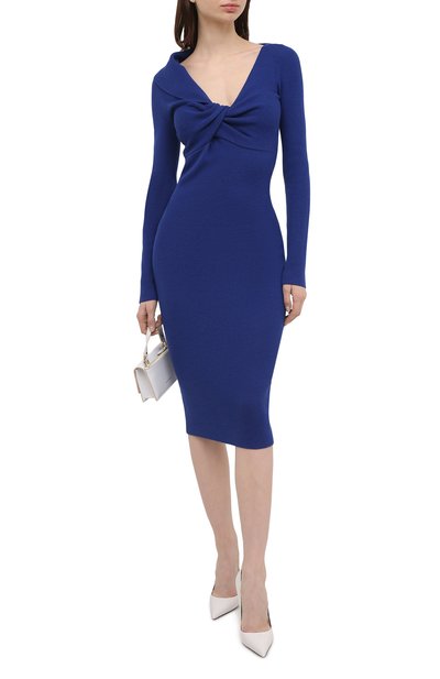 Шерстяное платье ALEXANDER MCQUEEN синего цвета по цене 155500 руб., арт. 650269/Q1AR9, фото 2 Шерстяное платье ALEXANDER MCQUEEN, арт. 650269/Q1AR9, фото 2